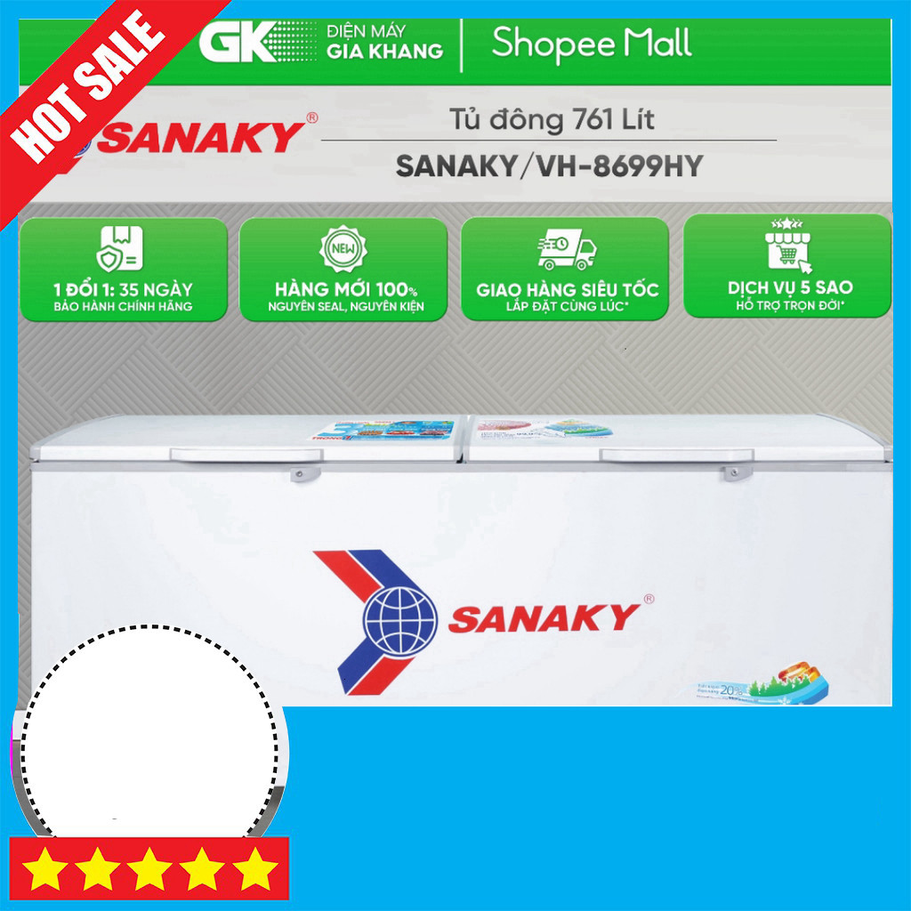 IB đặt hàng  Tủ Đông Sanaky 761 Lít VH-8699HY Chính Hãng  Hàng Cũ Tặng Phí Ship HCM GIAO TOÀN QUỐC.