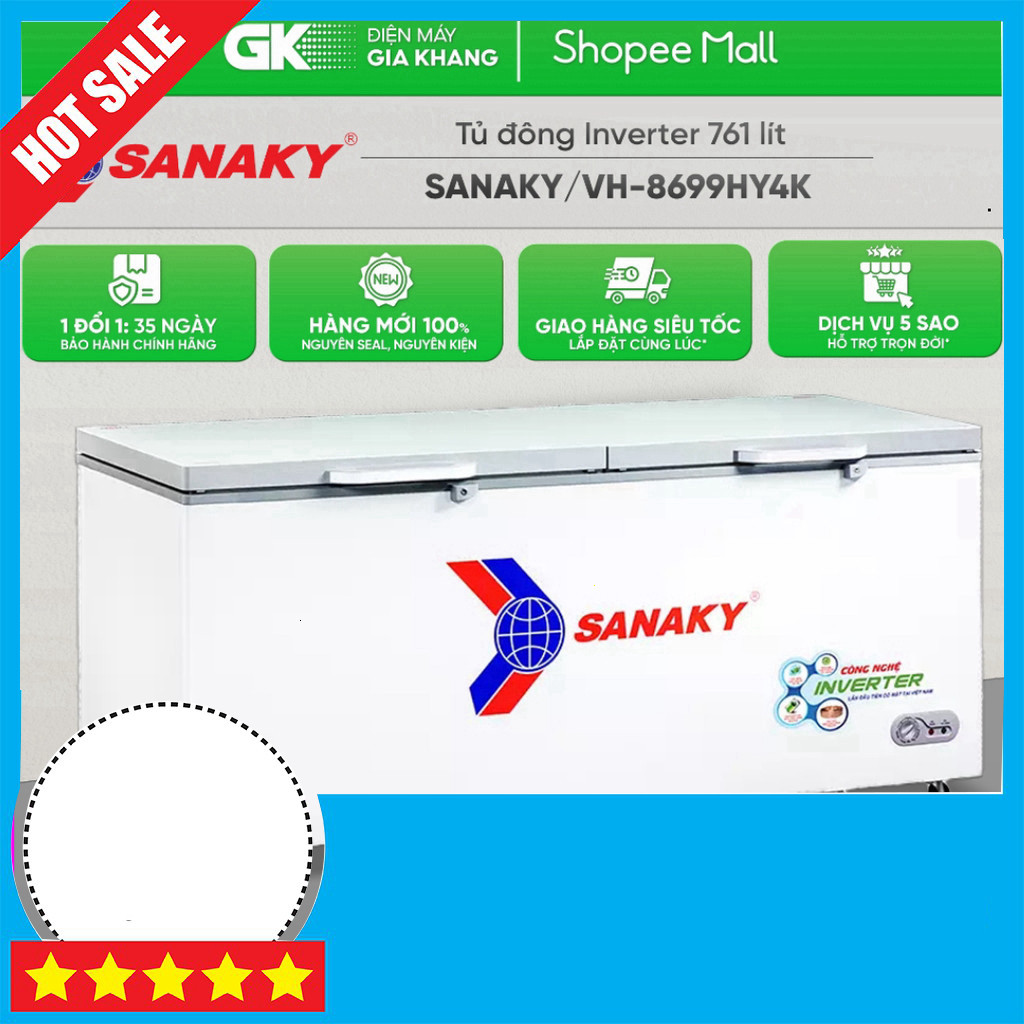 IB đặt hàng  Tủ Đông Sanaky Inverter 761 Lít VH-8699HY4K Mới 100% GIAO TOÀN QUỐC.