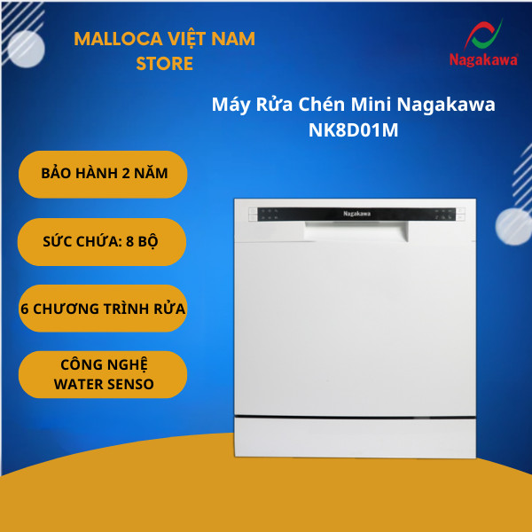 Máy Rửa Bát Mini 8 Bộ Nagakawa NK8D61M – Giá Xếp Bát Đĩa Theo Tiêu Chuẩn Người Châu Á