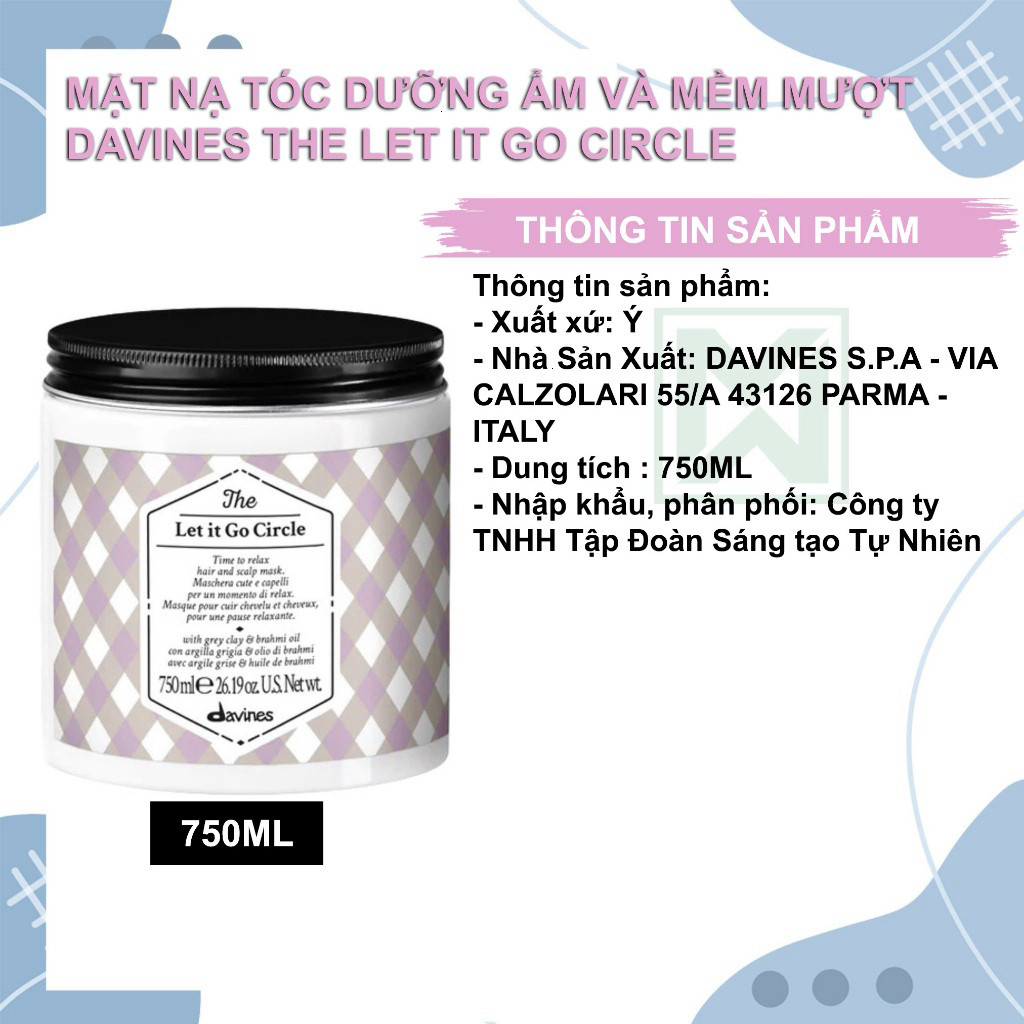 Mặt nạ tóc dưỡng ẩm và mềm mượt DAVINES The Let It Go Circle 750ML