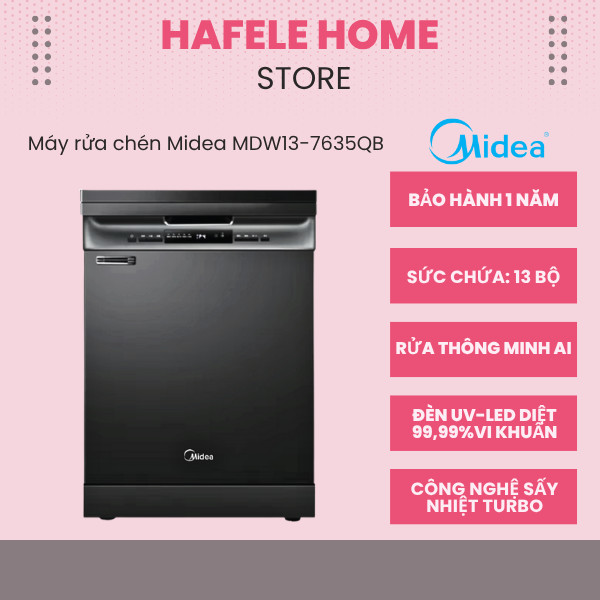 Máy Rửa Bát Midea MDW13-7635QB – 13 Bộ – Tự Động Nhận Diện Vết Bẩn – Tối Ưu Hiệu Quả Làm Sạch