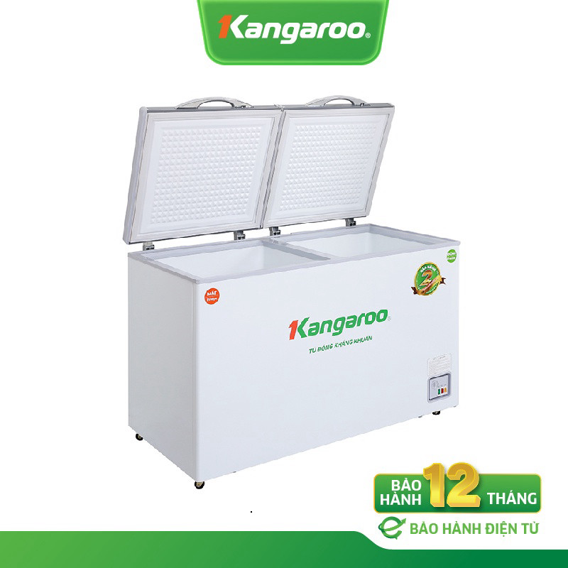 Tủ đông kháng khuẩn KANGAROO 327L KG498KX2 - 2 ngăn, 2 cánh màu inox, không kính