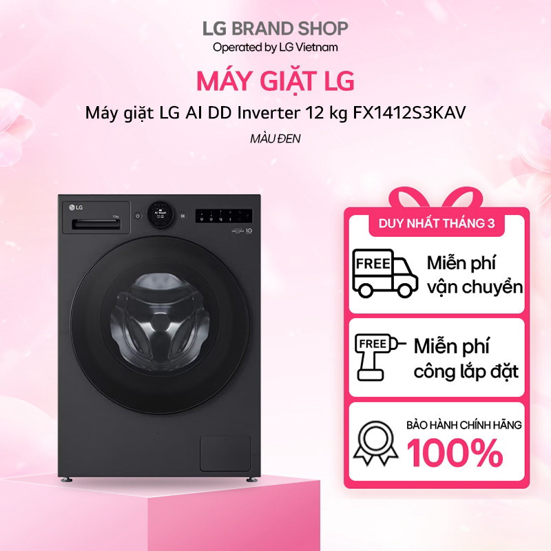 [Chỉ giao miền Nam/Bắc] FX1412S3KAV - Máy giặt LG AI DD Inverter 12 kg FX1412S3KAV