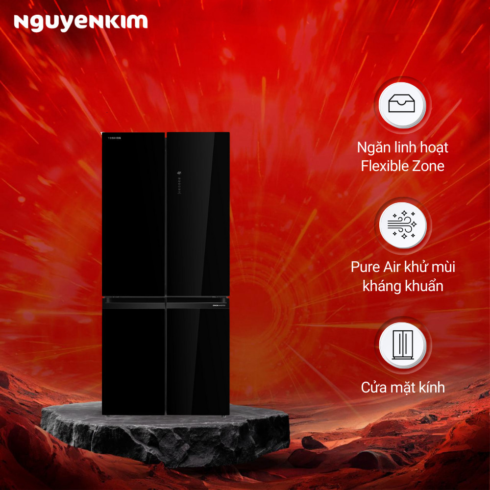 Tủ lạnh 4 cánh Toshiba Inverter 515 lít ngăn đông dưới GR-RF677WI-PGV(22)-XK