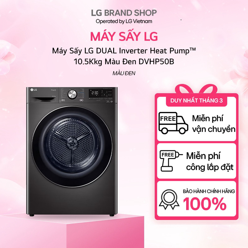 [Chỉ giao miền Bắc/ Nam]DVHP50B.BBLPEVN - Máy Sấy LG DUAL Inverter Heat Pump™ 10.5Kkg Màu Đen DVHP50