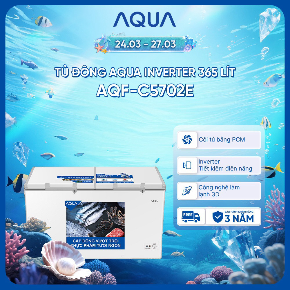 Tủ đông Aqua Inverter 365 Lít AQF-C5702E - Hàng chính hãng