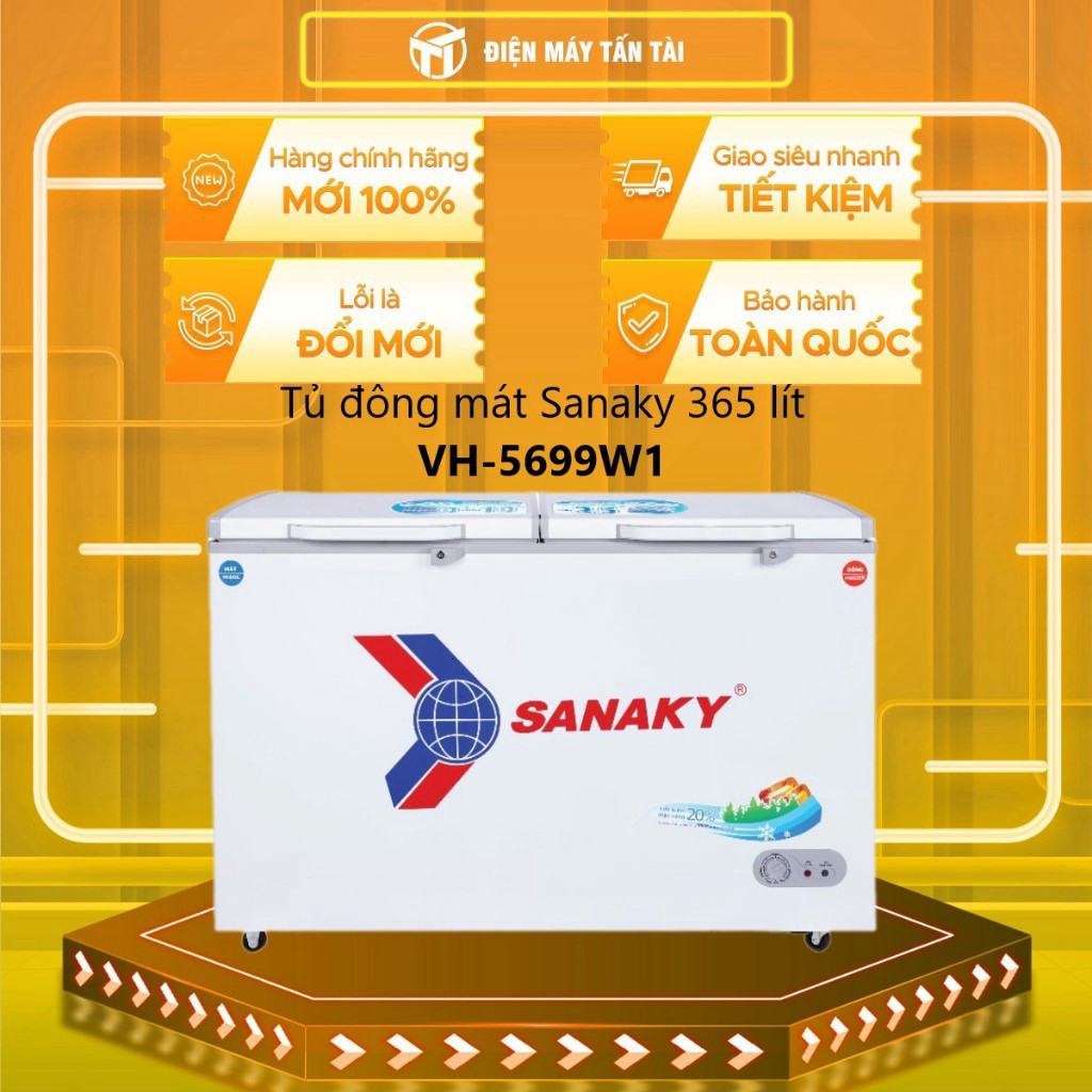 [TẤN TÀI LĐ 0Đ] VH-5699W1 - Tủ đông mát Sanaky 365 lít VH-5699W1- 1 đông 1 mát - BẢO HÀNH CHÍNH HÃNG