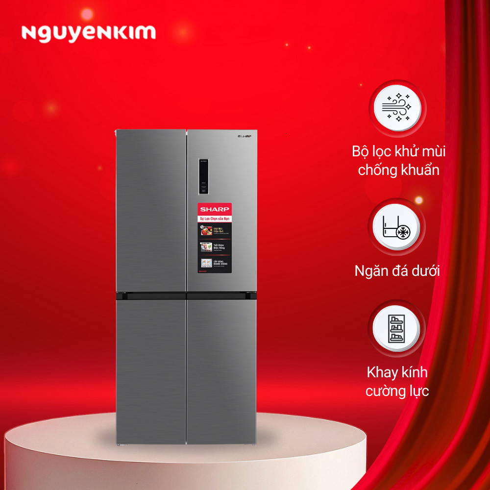 Tủ lạnh 4 cánh Sharp Inverter 362 lít SJ-FX420V-SL