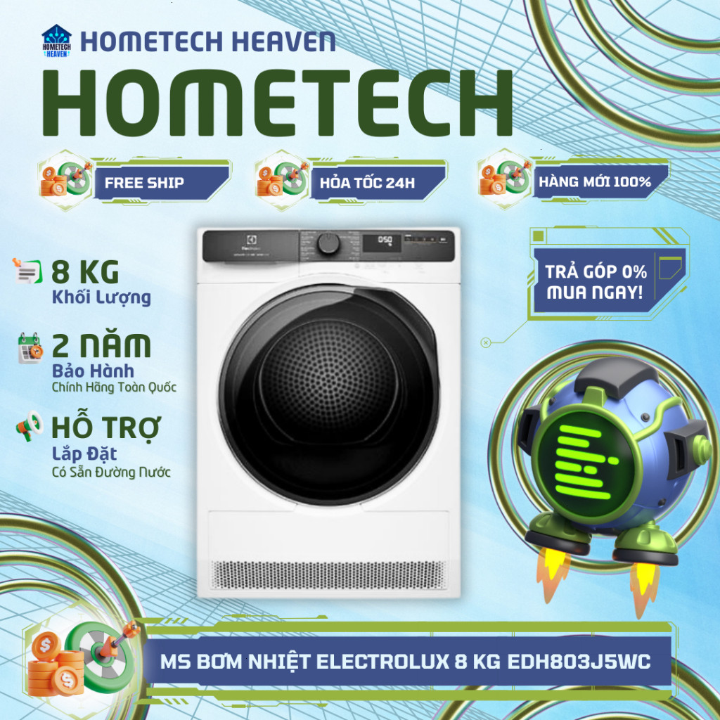 [EDH803J5WC - Máy sấy bơm nhiệt Electrolux UltimateCare 8 kg EDH803J5WC - BH Chính Hãng