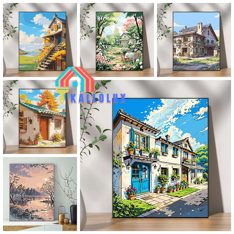 KLX--60*80cm/40*50cm Tranh sơn dầu số hóa khổ lớn phong cảnh thiên nhiên đẹp có khung hàng có sẵn