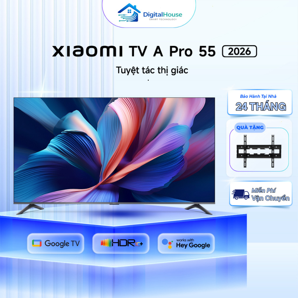 Smart Tivi Xiaomi A Pro 55 Inch Google TV 4K QLED 2026, Có Tiếng Việt - Bảo Hành 24 Tháng Chính Hãng