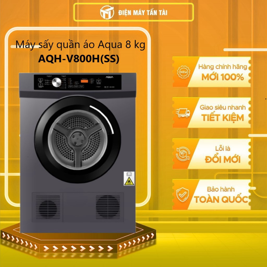 AQH-V800H(SS) - Máy Sấy Thông Hơi AQUA 8 Kg AQH-V800H(SS) - GIAO TOÀN QUỐC