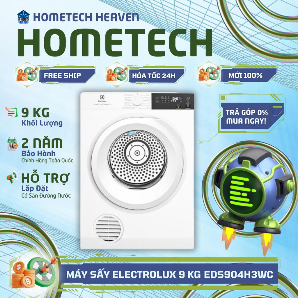 [GIAO LẮP MIỄN PHÍ] EDS904H3W - Máy sấy thông hơi Electrolux UltimateCare 9 kg EDS904H3WC - Hàng Chí