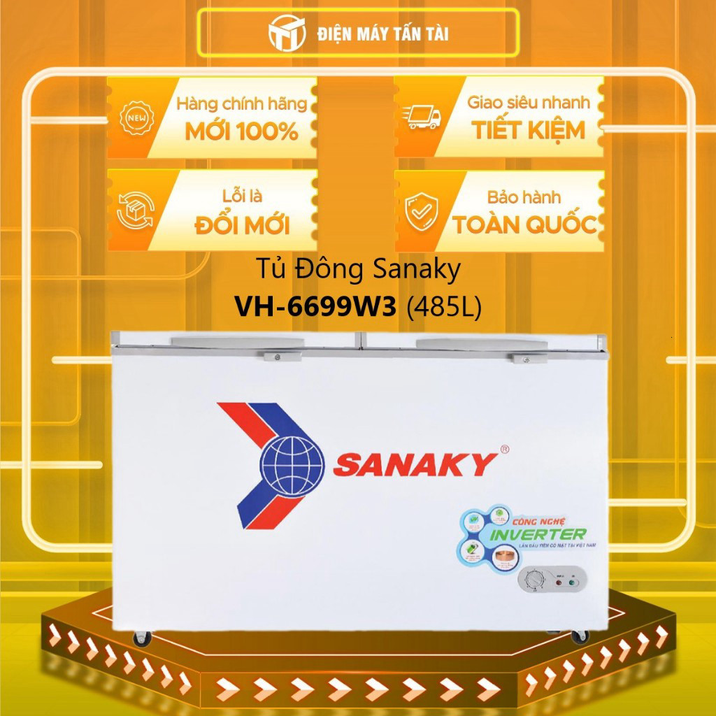 VH-6699W3 - Tủ đông Inverter SANAKY VH-6699W3 485 lít - 1 NGĂN ĐÔNG 1 NGĂN MÁT - MIỄN PHÍ GIAO HCM