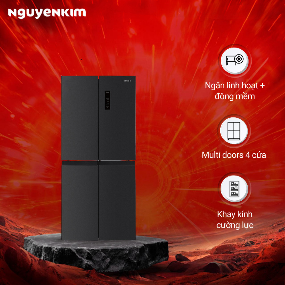 Tủ lạnh 4 cánh Hitachi Inverter 466 lít ngăn đông dưới HR4N7522DSDXVN
