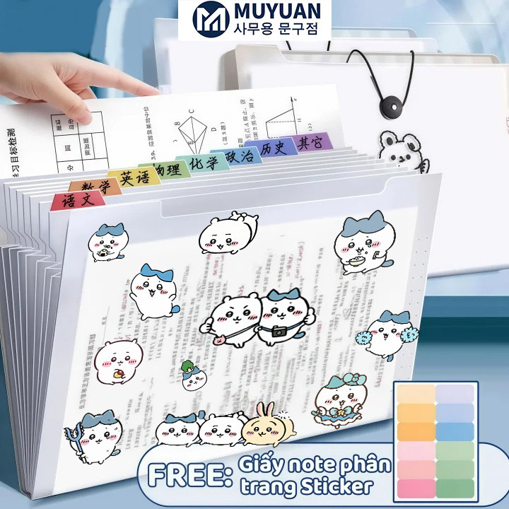 Tệp Hồ Sơ A4 MUYUAN – Túi Đựng Tài Liệu Nhiều Ngăn, Phân Loại Đề Cương & Bài Kiểm Tra