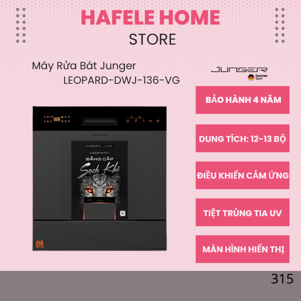 Máy Rửa Bát Junger Leopard DWJ-136-VG – Dung Tích 13 Bộ – Khử Trùng, Diệt Khuẩn Bằng Tia UV