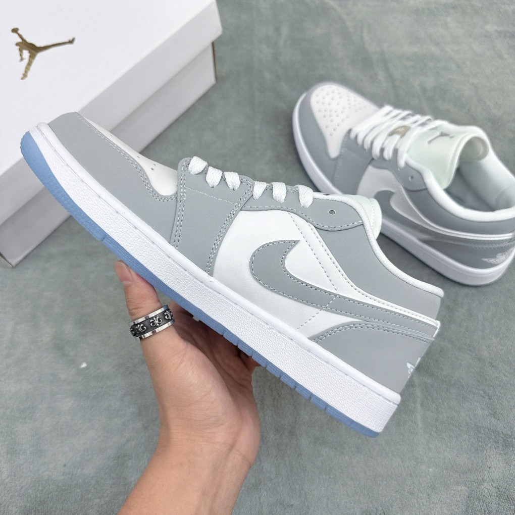 Giày Thể Thao  AJ1 Low Xám Trắng