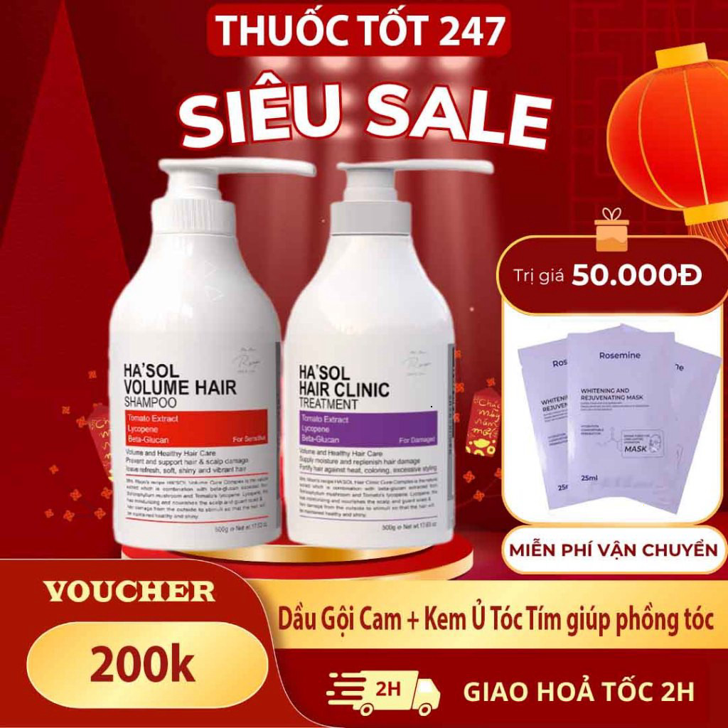 Giải Pháp Phục Hồi Làm Phồng Tóc Tự Nhiên Hỗ Trợ Mọc Tóc (Ha'sol Volume Hair shampoo +  Ha'sol Hair 