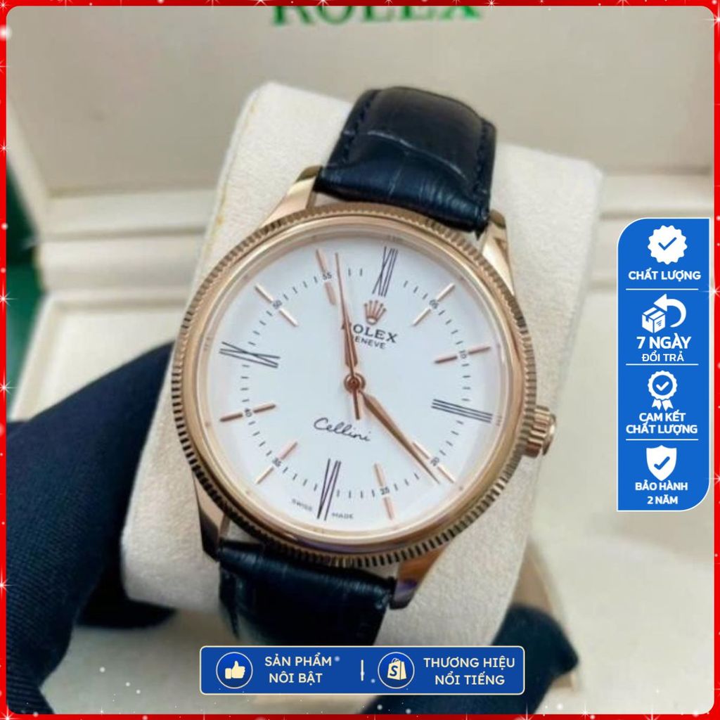 Đồng Hồ nam Rolex Cellini Time, Size: 39mm máy cơ nhật bản, Dây da cá sấu