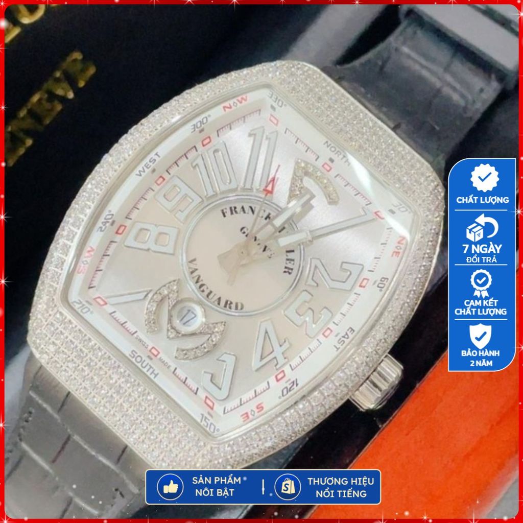 Đồng Hồ nam Franck Muller Vanguard v45 44mm máy Cơ Automatic, Full đá CZ