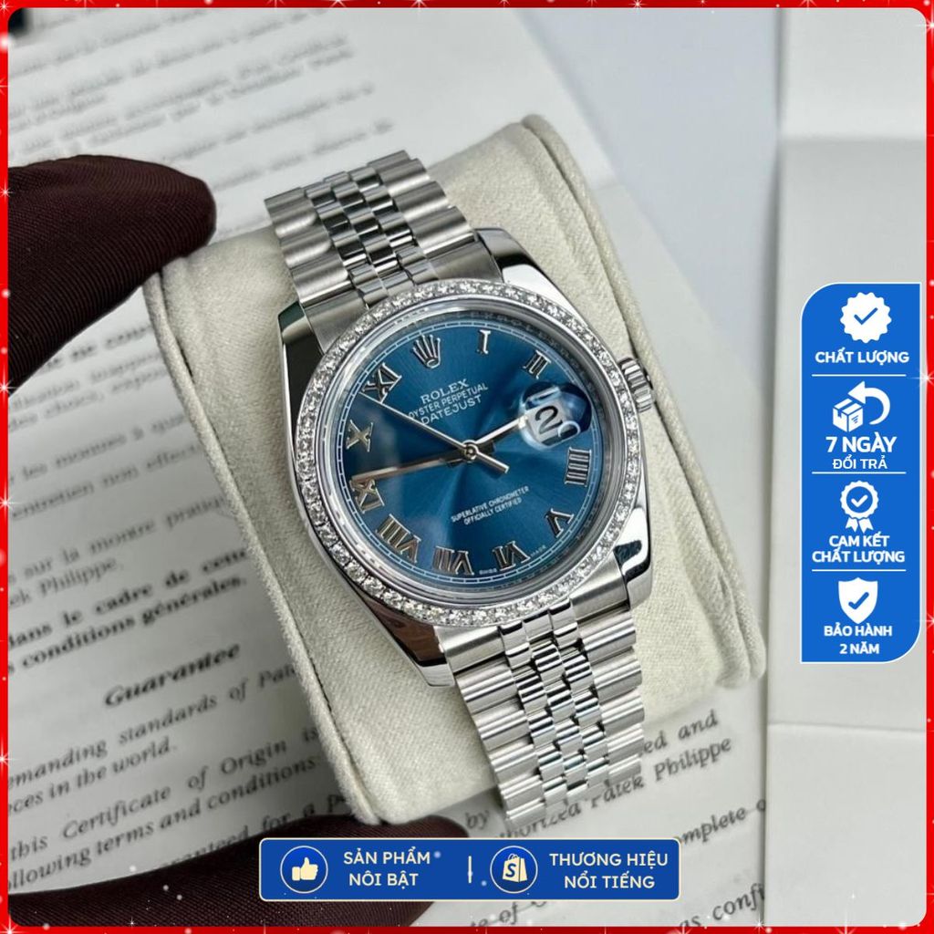 Đồng Hồ nam Rolex Datejust 41mm máy Cal 3235, viền kim cương Moiss