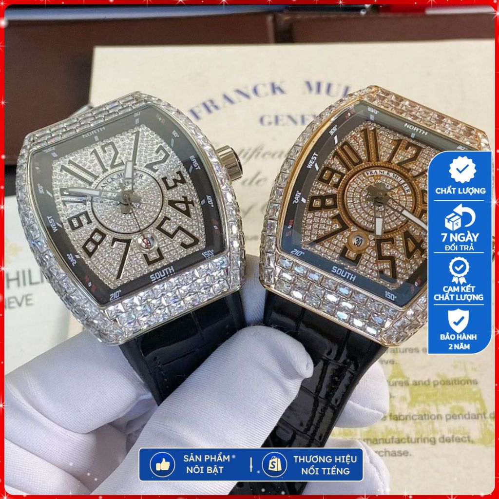 Đồng Hồ nam Franck Muller Vanguard v45 44mm máy Cơ Automatic, Full đá CZ