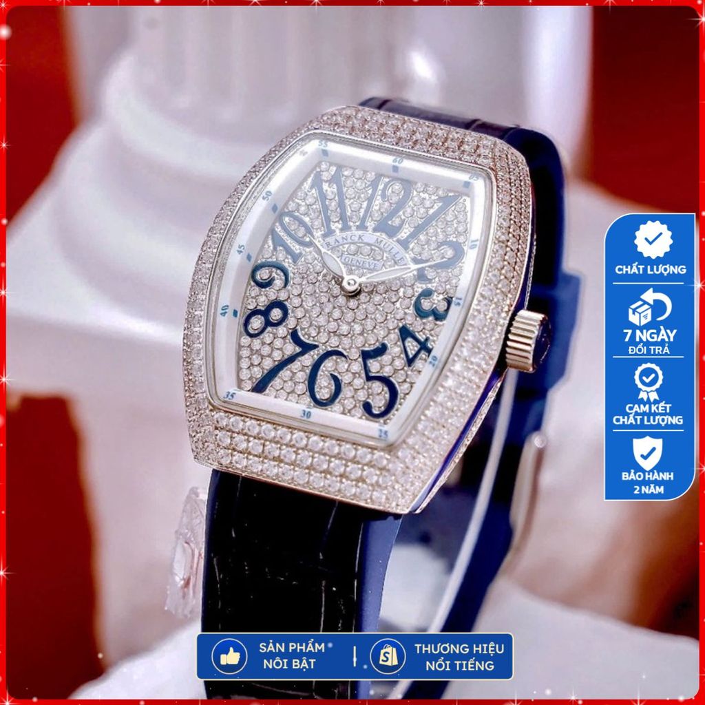 Đồng hồ nữ đeo tay dây silicon cao cấp chống nước Franck muller v32 Fullbox