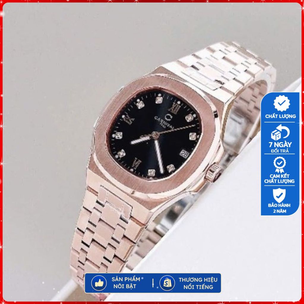 Đồng Hồ Nữ Carnival 8160L-VH-XCH Khảm xà cừ hồng