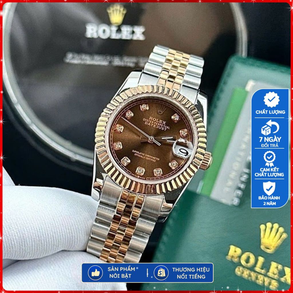 [TẶNG HỘP] Đồng hồ Nữ ROLEX lady Date Just demi br- Máy automatic- Dây thép | Size 31mm