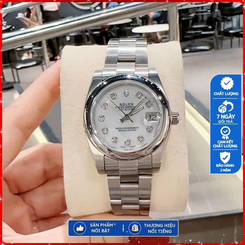 [TẶNG HỘP] Đồng hồ Nữ ROLEX lady Date Just White- Máy swiss made | Dây oyster. Size 31mm