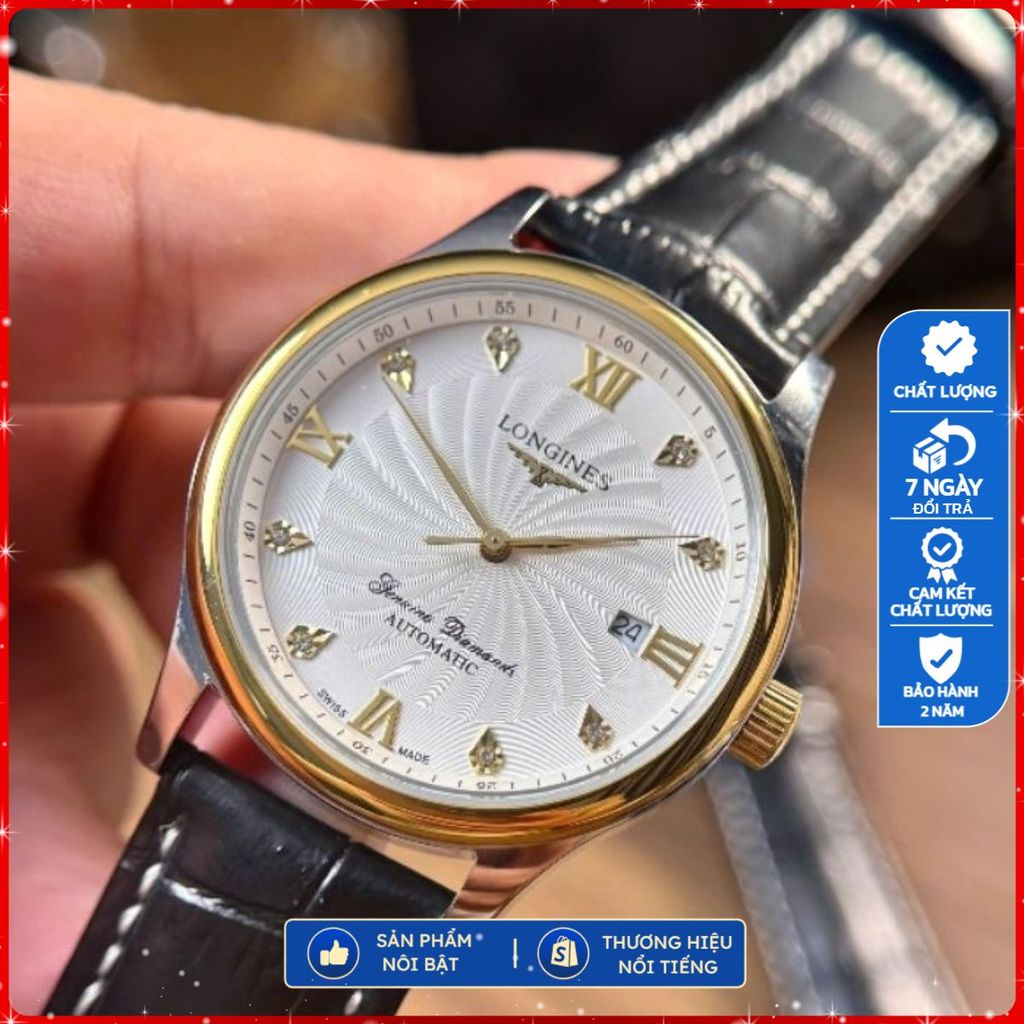 Đồng Hồ Nam Longines L08. Size 38mm,máy cơ automatic , khung thép không gỉ, kính saphire, đủ bản da