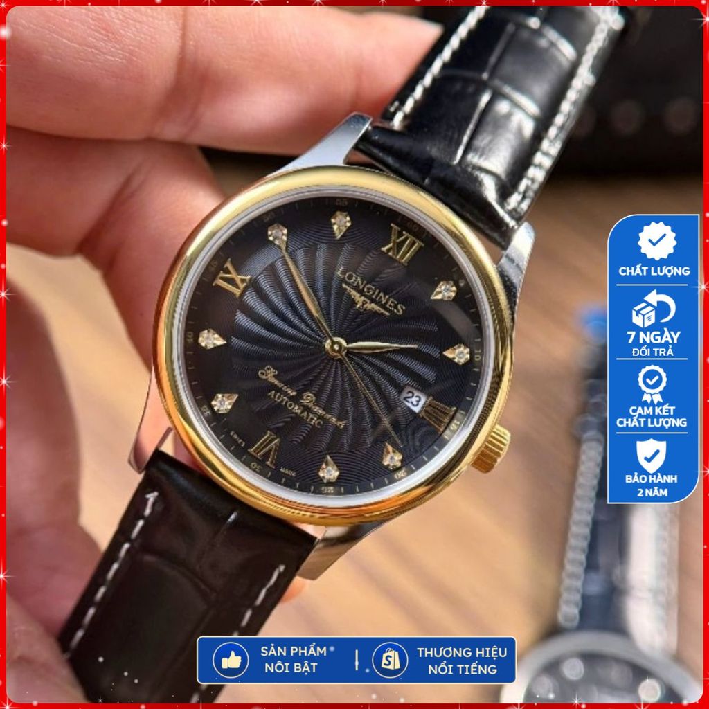 Đồng Hồ Nam Longines L08. Size 38mm,máy cơ automatic , khung thép không gỉ, kính saphire, đủ bản da