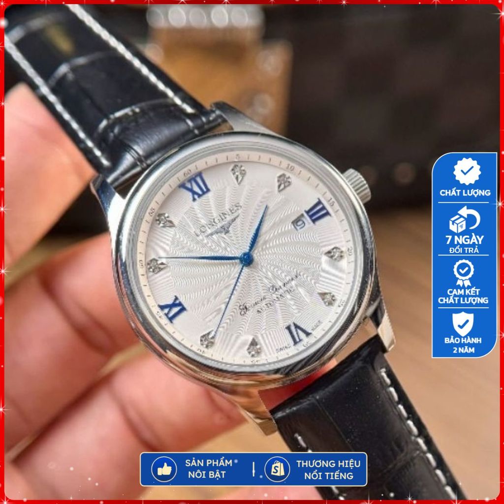 Đồng Hồ Nam Longines L08. Size 38mm,máy cơ automatic , khung thép không gỉ, kính saphire, đủ bản da