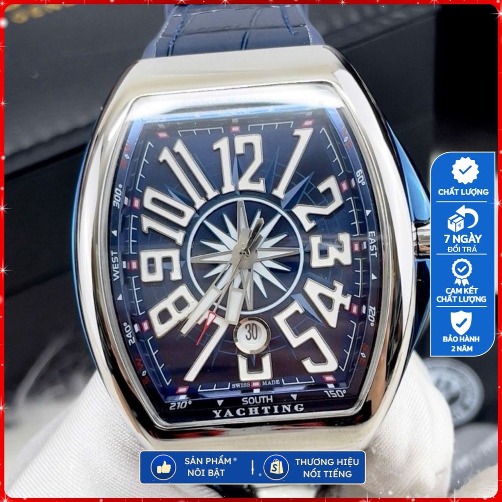 Đồng Hồ Nam Franck Muller v45 xanh trơn, máy cơ Automatic