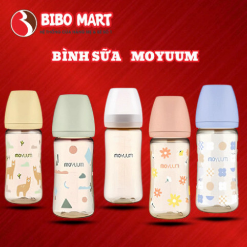 Bình Sữa Moyuum Hàn Quốc PPSU Chịu Nhiệt Van Khí Chống Sặc Giảm Đầy Hơi 170ml 270ml [ Tặng 1 Núm ]