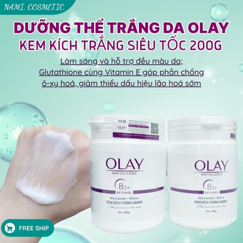 Dưỡng thể trắng da OLay, Kem kích trắng Olay Siêu tốc - Hũ 250g