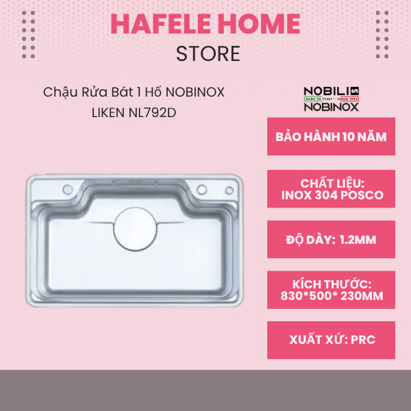 Chậu Rửa Bát Nobinox Liken NL792D – Inox 304 POSCO Dày 1.2mm – Hoàn Hảo Cho Không Gian Bếp Hiện Đại