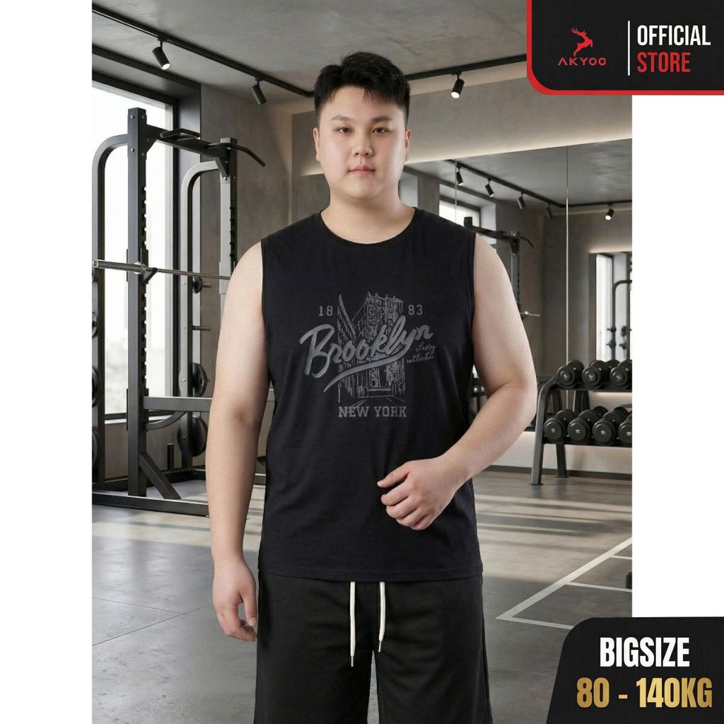 Áo Ba Lỗ Nam Big Size Akyoo 80 - 140kg Thể Thao Khỏe Khắn,Rộng Rãi Thoáng Mát,Vận Động Thoải Mái - B