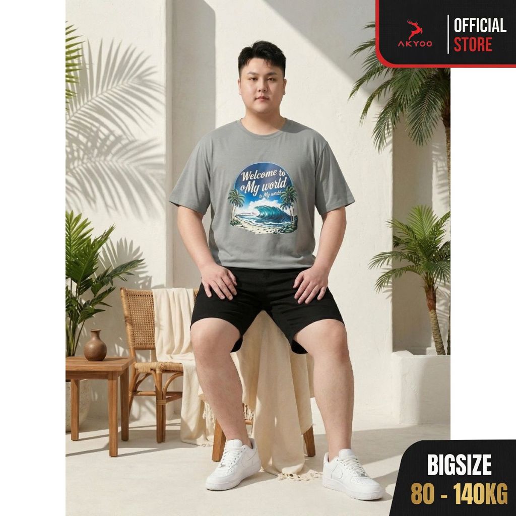 Áo Thun Nam Bigsize 80-140kg AKYOO Cao Cấp, Chất Liệu Cotton Co Giãn, Thoáng Mát, Akyoo Bigsize Nam 