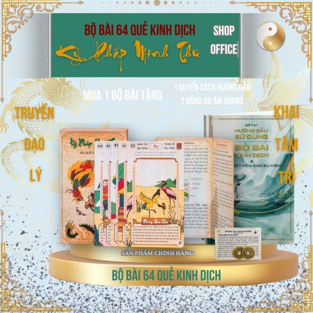 Bộ Bài 64 Quẻ Kỳ Pháp Minh Thư - Giải mã vận mệnh từ Kinh Dịch  [Tặng 2 xu & tài liệu luận giải chi 