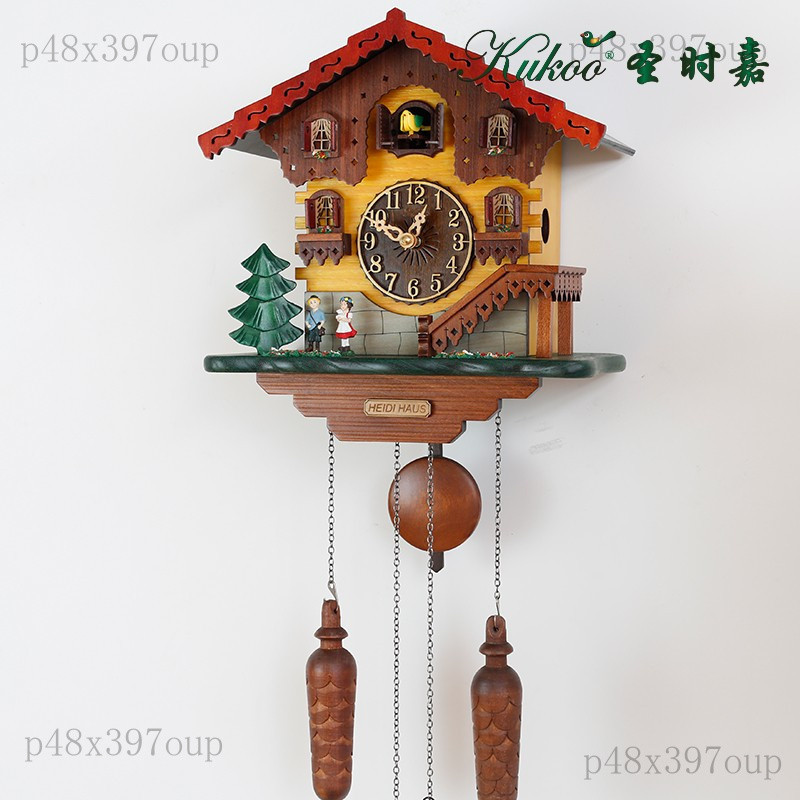 Đồng hồ trang trí tường Đồng hồ Cuckoo, Trang trí nhà ở phòng khách Heidi's Cottage, Đồng hồ treo tư