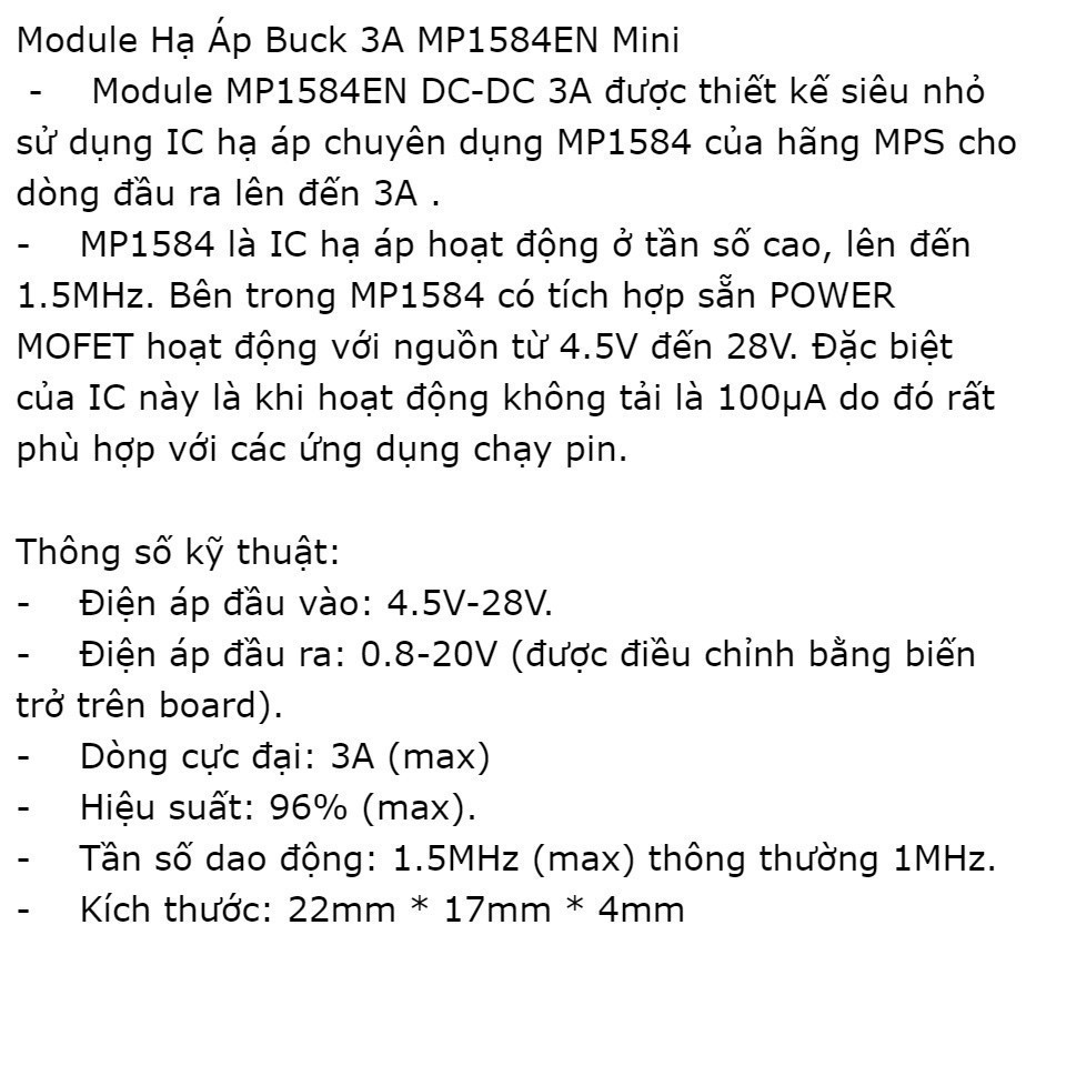 041 Mạch Hạ Áp - Giảm Áp - Buck 3A MP1584 MP1584EN Mini
