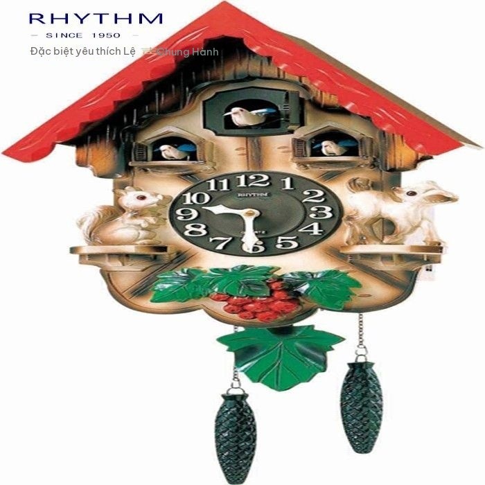 Đồng hồ trang trí tường Bản gốc từ Nhật Bản RHYTHM Đồng hồ treo tường gỗ Lisheng Cuckoo Clock dành c