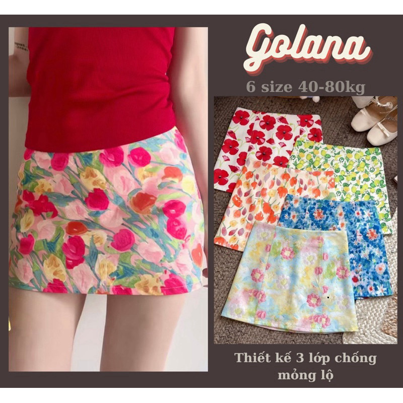 déd Chân váy hoa , Chân váy dáng ngắn hình in 3D  ( có bigsize) CV188 Golana