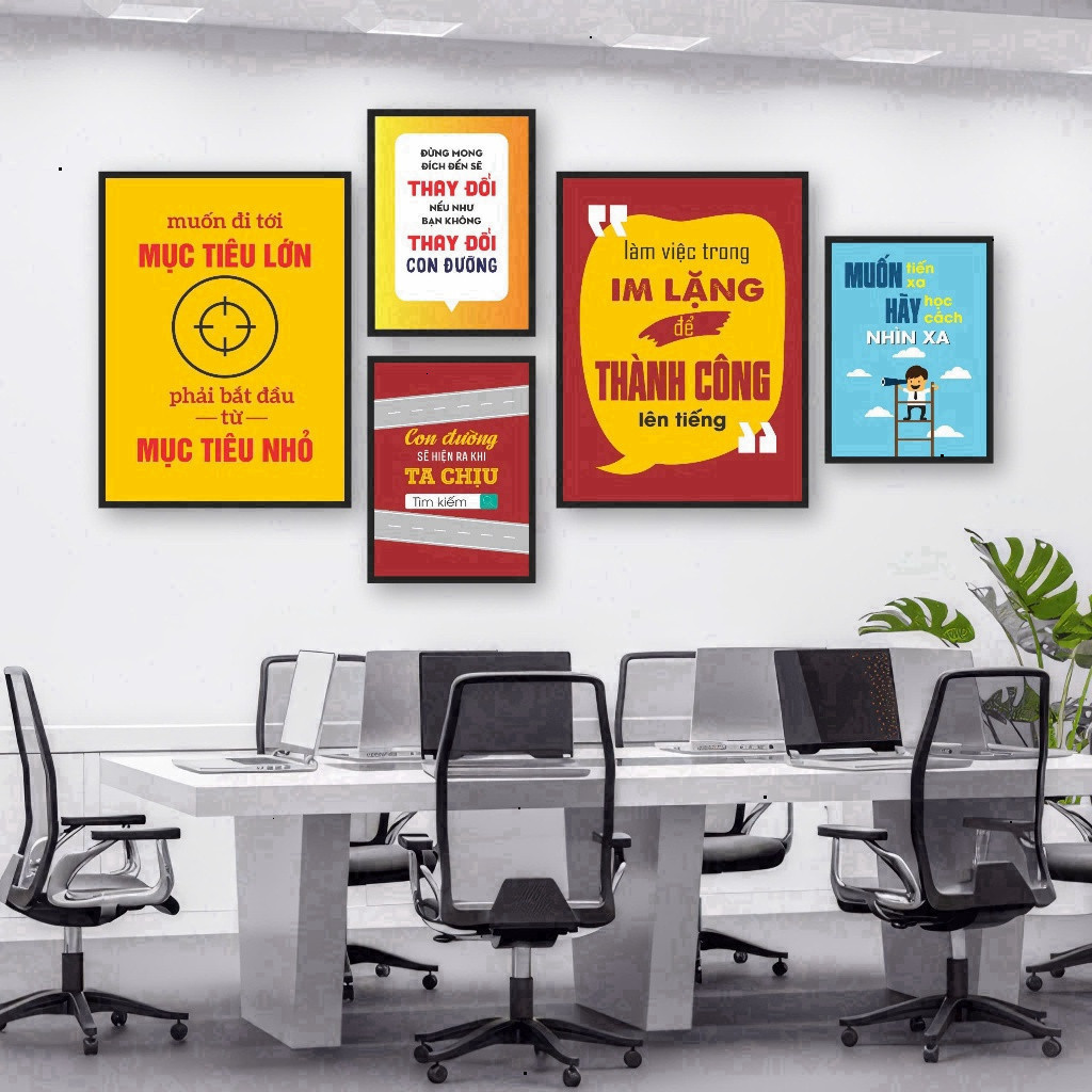 Cây xả slogan dán tường tạo động lực tranh decor cho không gian