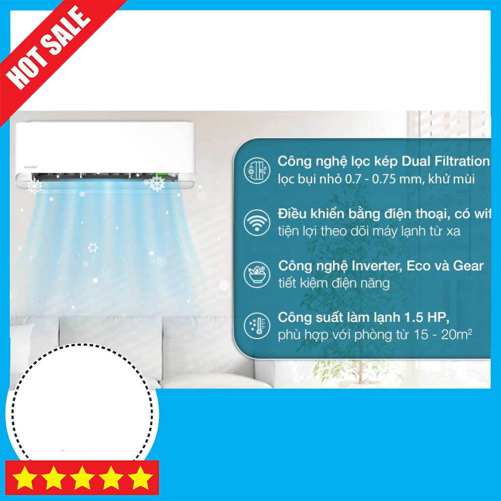 Máy lạnh Comfee 1.5 HP CFS-13VCB1 - Inverter 2024, Kho Rẻ GIAO TOÀN QUỐC.