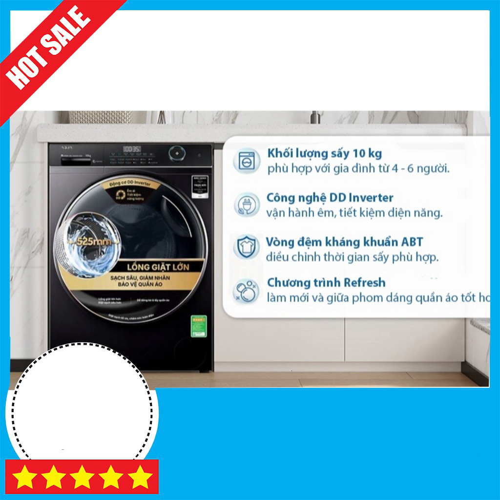 Máy Giặt Aqua Inverter 10 Kg, AW10-B4959U1K(B), Mới 2024 GIAO TOÀN QUỐC.