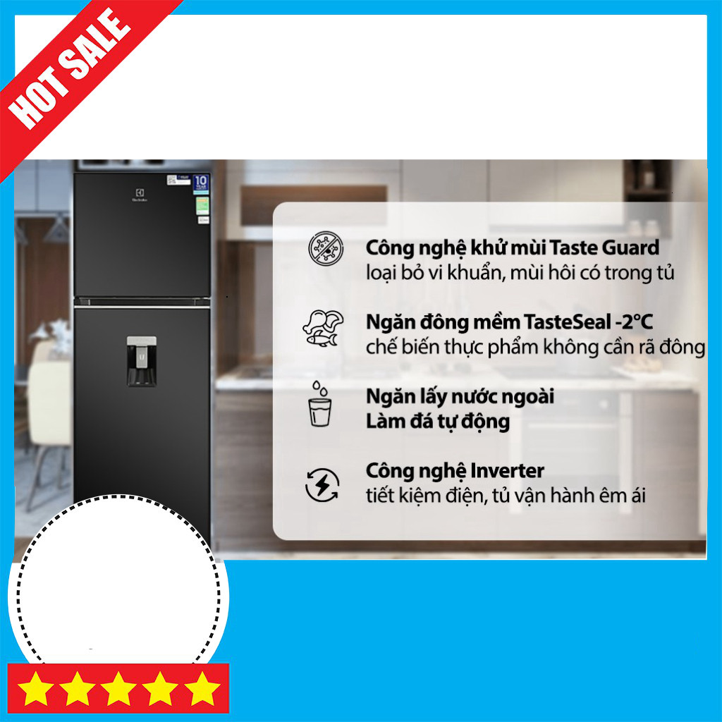 Tủ lạnh Inverter Electrolux 312 Lít 2021 ETB3460K-H GIAO TOÀN QUỐC.