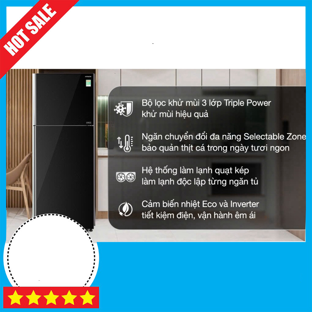 "Tủ lạnh Hitachi 406l Inverter R-FVX510PGV9 - Điện Máy Độc Đáo" GIAO TOÀN QUỐC.